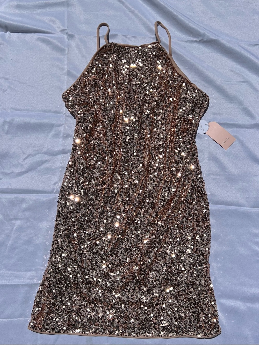 Style & Co. Gold Halter Sequin Mini Dress